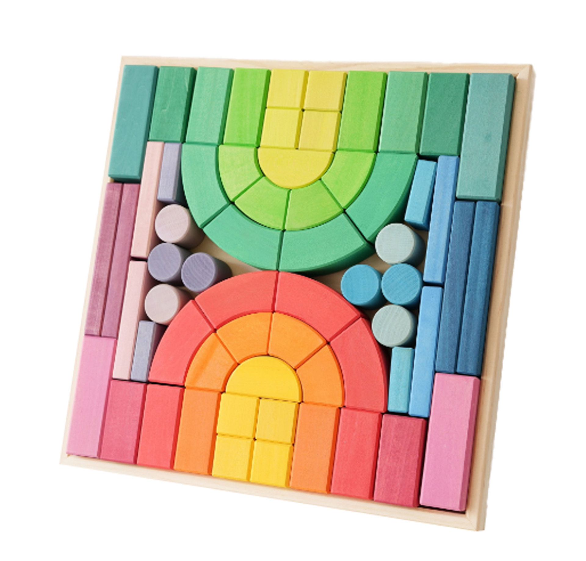 Bloques de construcción de arco iris grandes, superpuestos, superpuestos, cognición de alto color, rompecabezas de jardín de infantes, fabricantes de bloques de construcción de educación temprana al por mayor