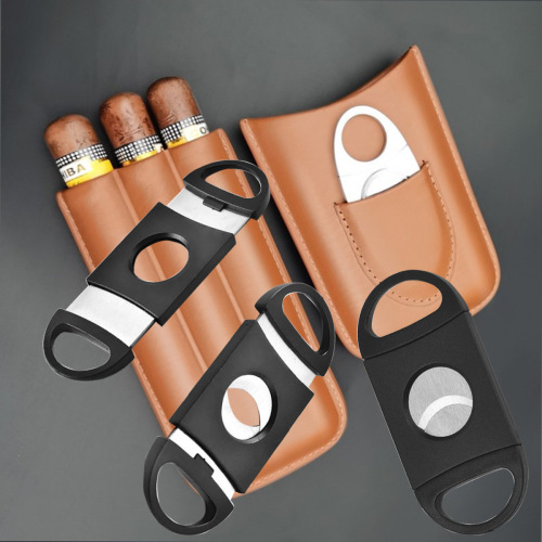 Dual-Edged Cigar Cutter lighter set Sharp Cigar Scissors Cigar Knife Pliers Hole Punch Tool