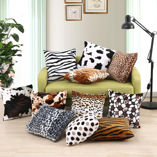 Source Factory Cross-Border Popular Distribution Solid Color Plush Striped Leopard Print Bed Backrest Square Pillow Square Cushion Leather Pillow