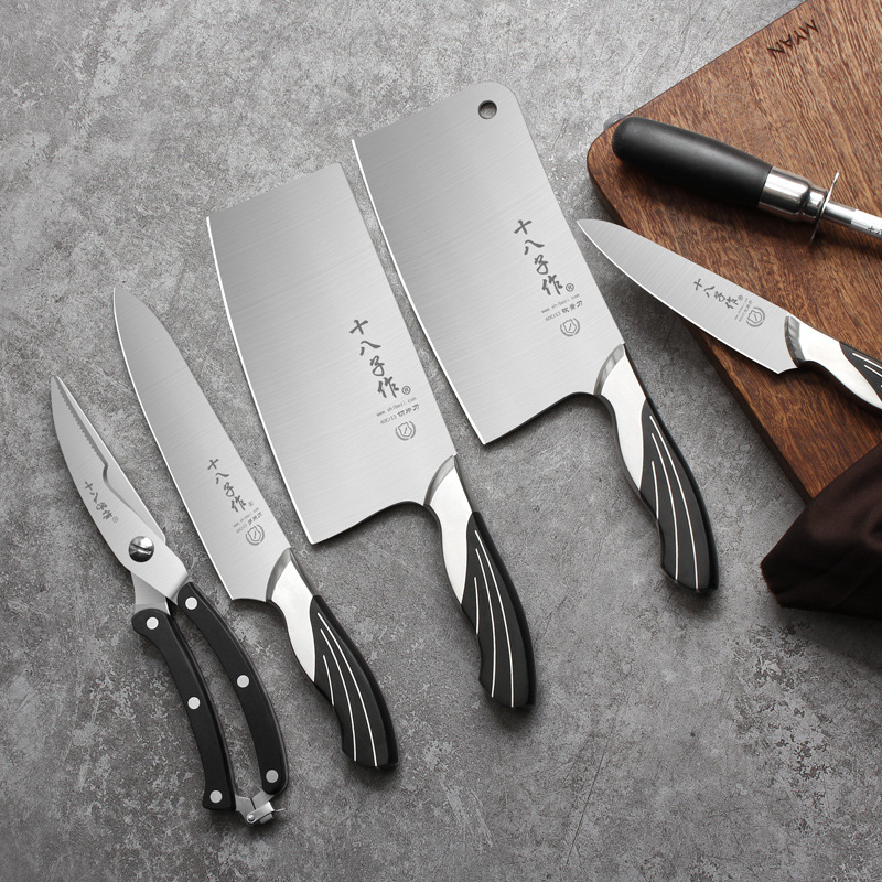 Dieciocho hijos para cocina conjunto completo de utensilios de cocina caseros combinación de cuchillos de cocina de pantalla de pájaros buque insignia oficial Yangjiang