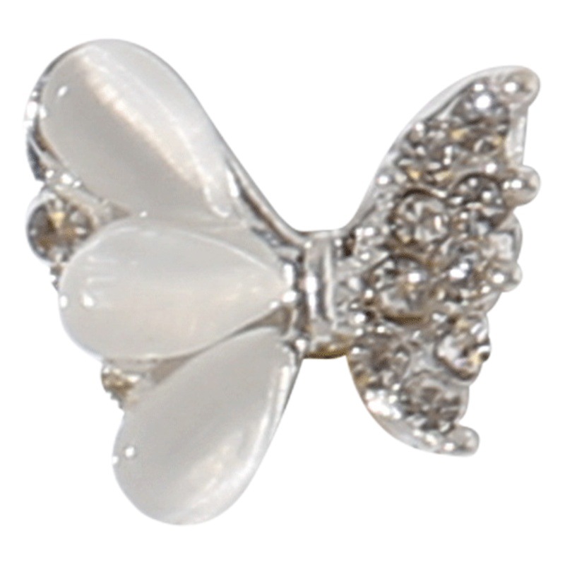 Transfronterizo nueva manicura mariposa plata metal aleación plana estilo japonés Internet celebridad rhinestone DIY accesorios joyería al por mayor