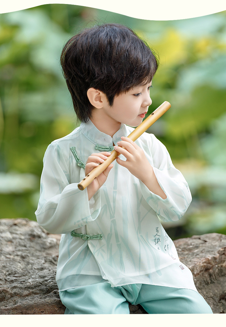 Boy's Hanfu children's clothing 2024 New Spring boy's ancient style spring clothes improved national style Tang suit spring and autumn performance clothes