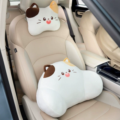 Pillow, Cartoon Cute Internet Celebrity – Headrest - kitten-headrest-lumbar-support-1-set
