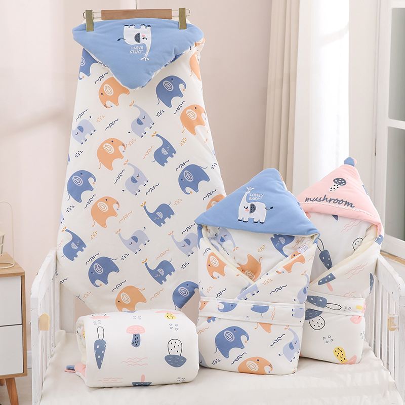 Newborn Baby Blanket, Newborn Swaddle Blanket, Autumn and Winter New Thickeneded Baby Anti-Kick Blanket, Out-And-Out Blanket