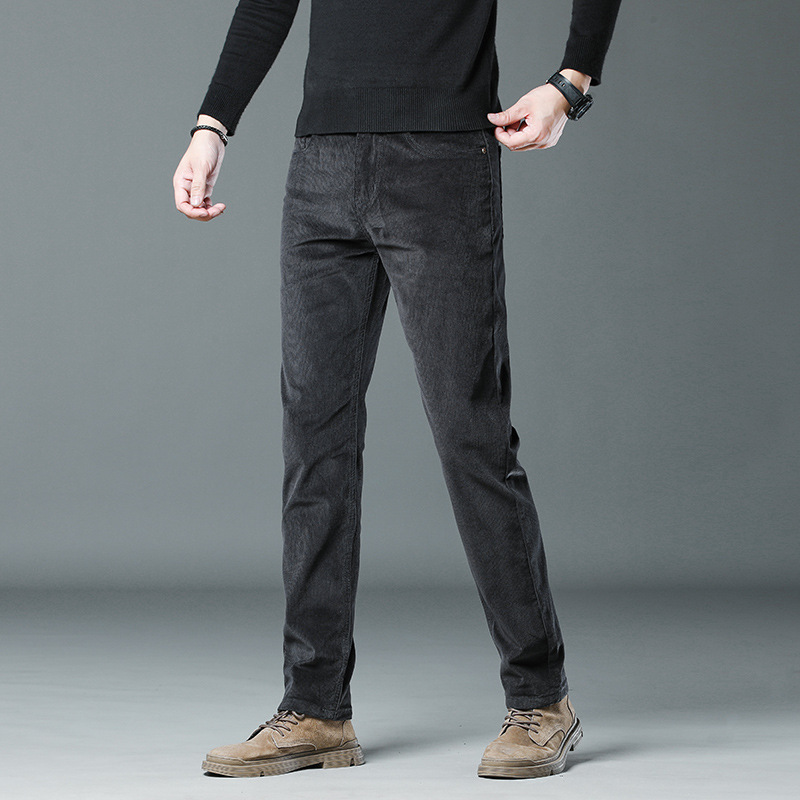 Men's Casual Pants 2026 Autumn and Winter Thick Elastic Wear-Resistant Straight-Leg Pants Versatile Men's Long Pants Wholesale