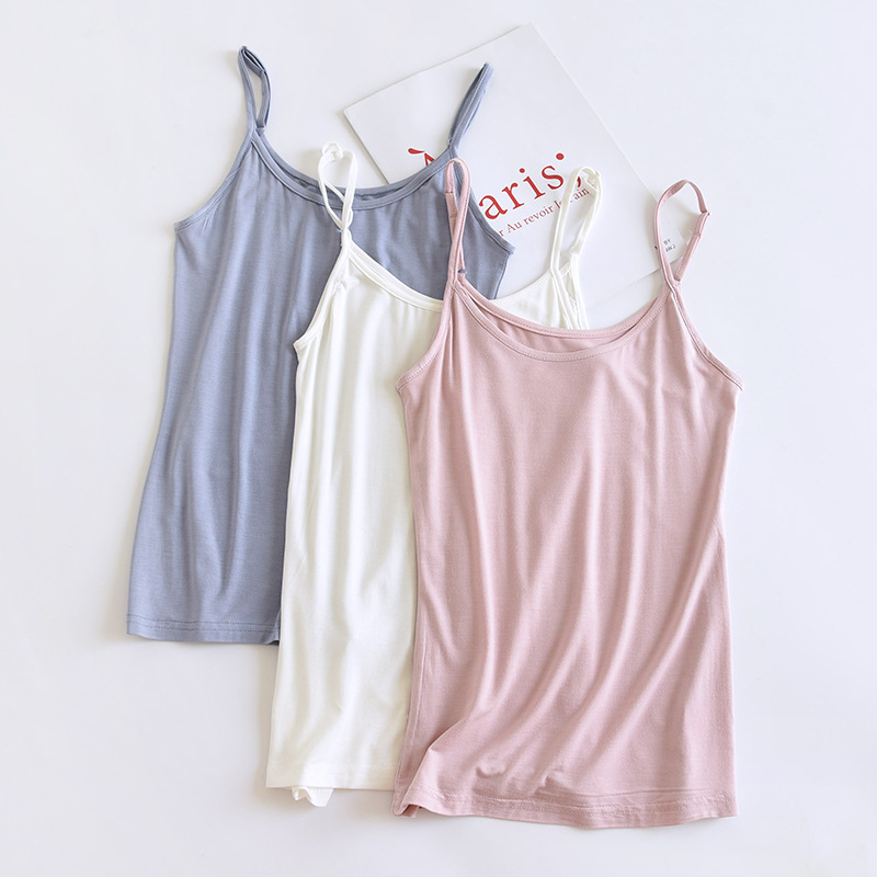Modal Camisole Women's Inner Base Shirt Summer plus size Slim Belly Covering Top Underwear Shoulder Strap Adjustable