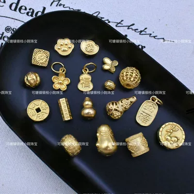 full body s925 silver plating 24K pendant through hole diy beaded beaded bracelet necklace material lucky gourd accessories