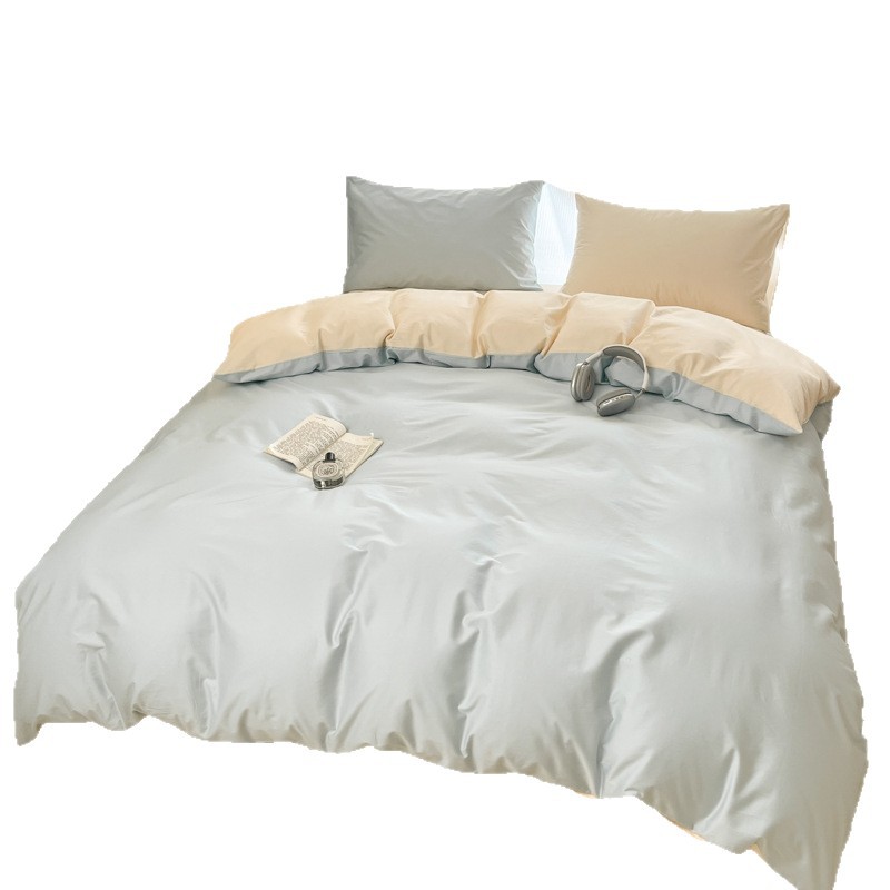 60 piezas de algodón de fibra larga de algodón de cuatro piezas de algodón puro color sólido juego de doble pieza sábana cubierta de edredón juego de cama de tres piezas para estudiantes