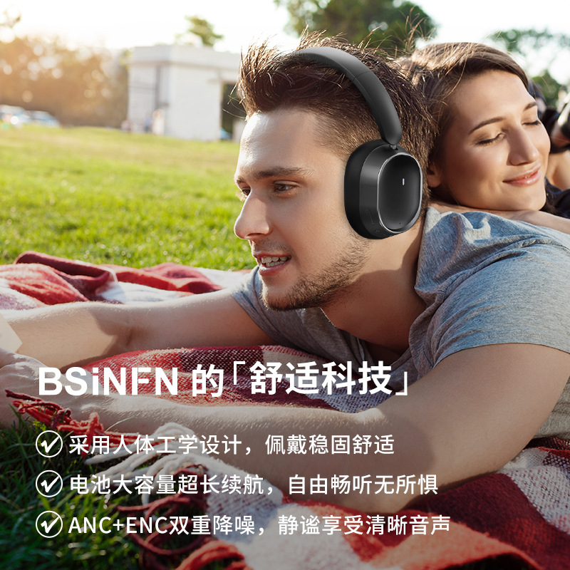Personalizado nuevo Bluetooth 6.0 auriculares inalámbricos activos de reducción de ruido auriculares de larga duración auriculares Bluetooth de alta capacidad