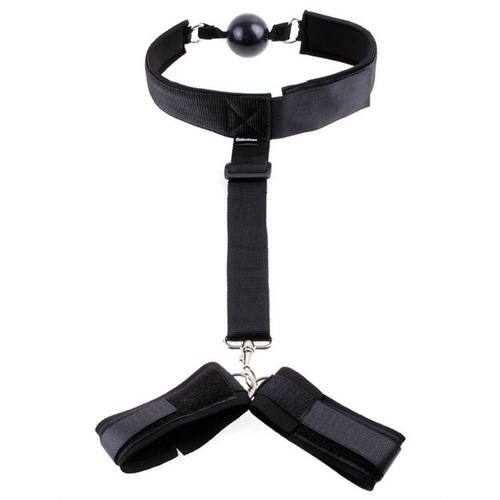 Rear mouth plug, reverse hand SM bondage restraint toy handcuffs, flirting mouth ball, role-playing adult novelty items