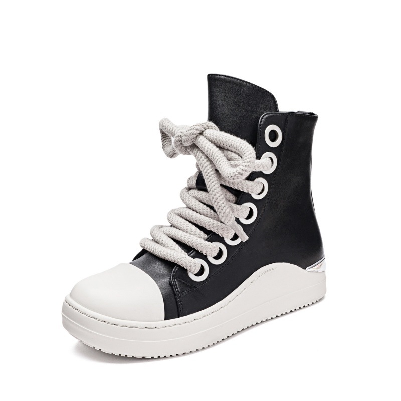 2024 Herbst und Winter neue dicke Sohlen Persönlichkeit High Top Schuhe für Frauen Außenhandel Paare Turnschuhe große Größe_voghion.com