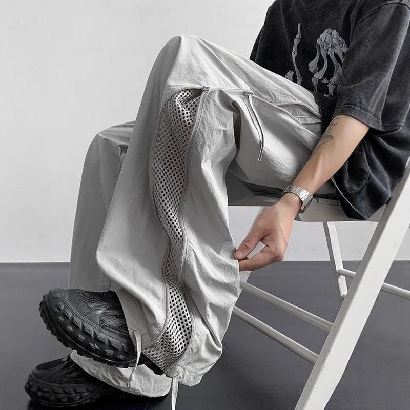 Summer Thin Side Zipper Mesh Breathable Paratrooper Assault Pants Men's American Nylon Quick-Drying Wide-Leg Work Pants Men