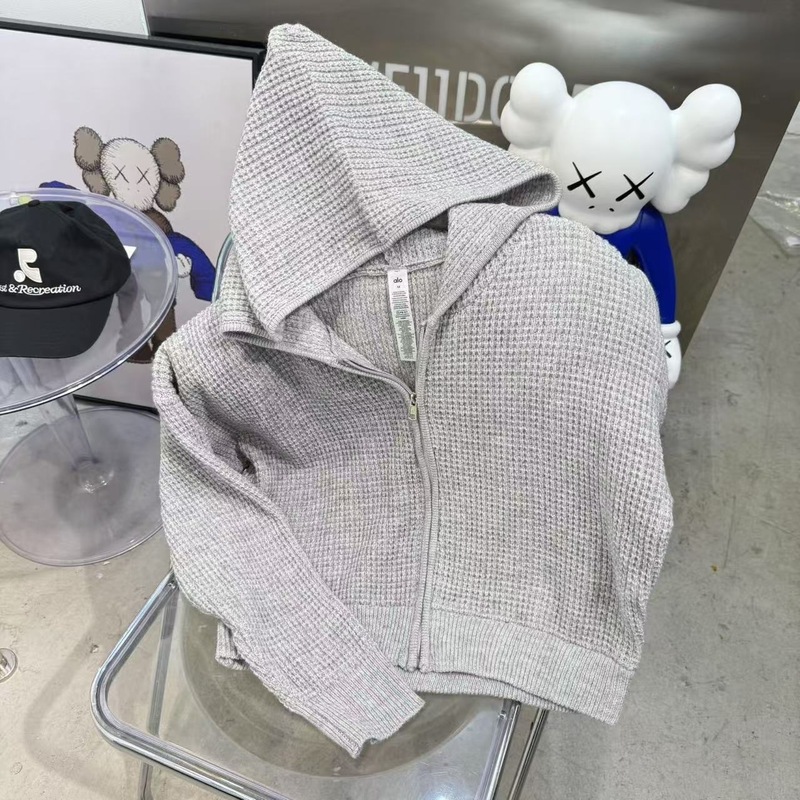 现货正确版 alo华夫格套装连帽针织衫休闲长袖上衣运动裤短裤背心|undefined