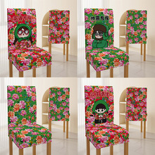 新品爆款 大红花 小绿花 椅套家庭一体式椅套子 新年款餐椅套