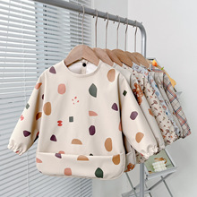 新款丹麦儿童防水反穿衣画画围裙婴儿围兜饭兜宝宝吃饭衣防脏罩衣