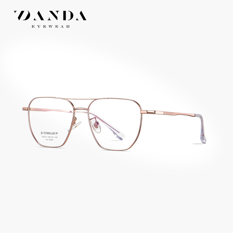 Las nuevas gafas de titanio puro ST6217 para hombres y mujeres pueden equiparse con gafas de miopía, gafas ópticas de galvanoplastia IP de montura cuadrada de moda