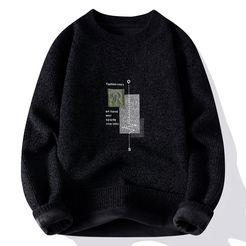 Una camiseta de terciopelo de cuello redondo para hombres otoño y invierno con camiseta de terciopelo de oro para hombres.