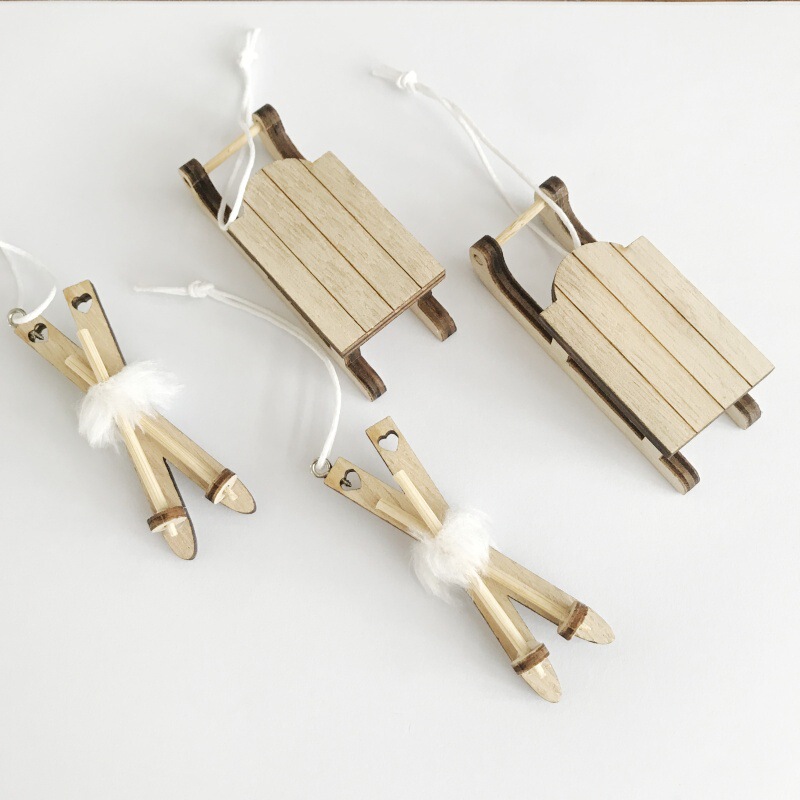 Christmas Decoration Sligh Car Sligh Fork Pendant Wooden Sligh Set Combination Creative Crafts Christmas Decoration
