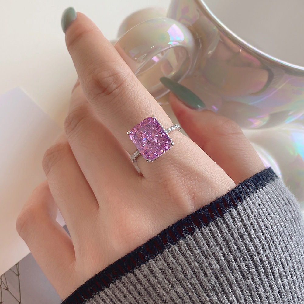 Fashion Square Sterling Silver Plating Inlay Zircon Rings 1 Piece