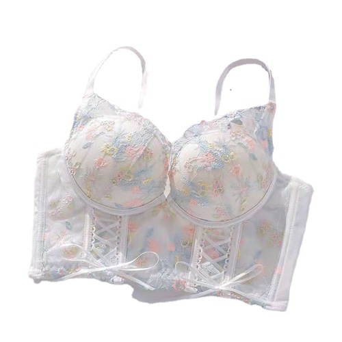 Fairy French bra underwear for women with bows to hold side breasts and gather small breasts to prevent sagging, sexy and pure desire without wire rings