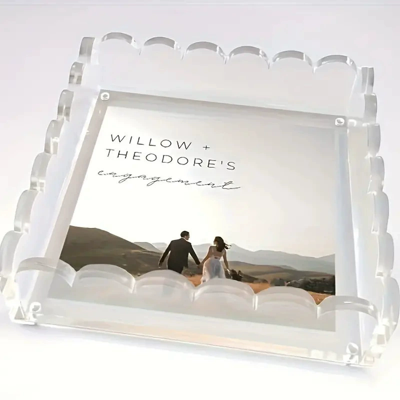 Cross-border Scalloped Acrylic Tray Transparent Scalloped Acrylic Tray Photo Frame Magnetic Photo Frame Pallet