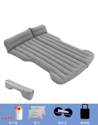 sleeping artifact, Vehicle-mounted inflatable bed - dual-purpose-trunk-and-rear-seat-gray-tesla-with-wireless-dry-battery-pump-long-pier