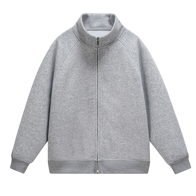 Hemp Gray Stand Collar Cardigan 25 [Fleece Style]