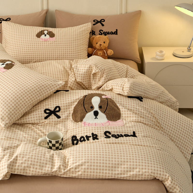 Cama de algodón grueso de clase A cuatro piezas de ropa de cama de invierno de algodón completo ropa de cama infantil cubierta de sábanas de tres piezas