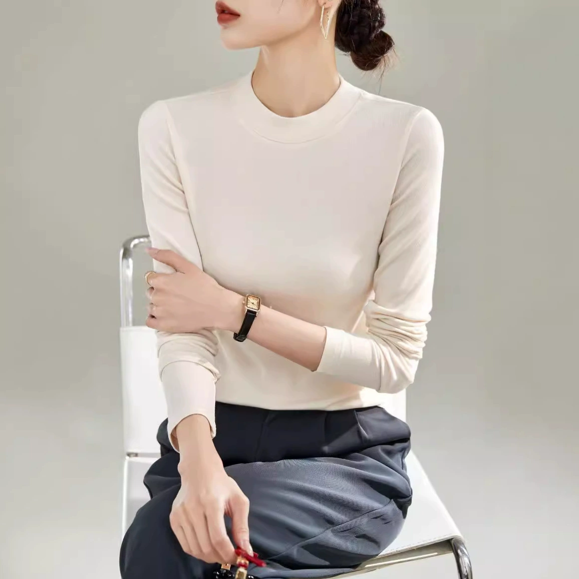 Velvet keep warm warm long-sleeve, high collar