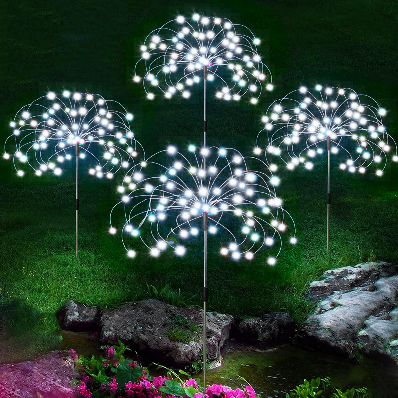 Lámpara de fuegos artificiales de inserción solar transfronteriza, luces de césped de cuatro colores, luces decorativas de ambiente al aire libre de jardín navideño navideño
