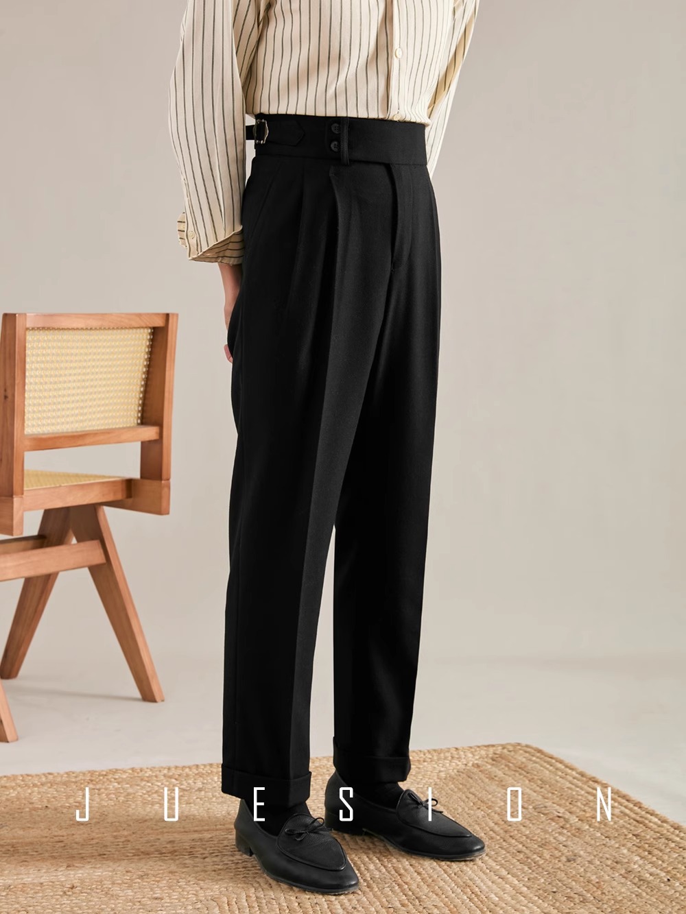 Italian-style Naples Small Western Pants Autumn and Winter High Waist Straight Men's Business Casual Pants High-grade Dape Suit Pants