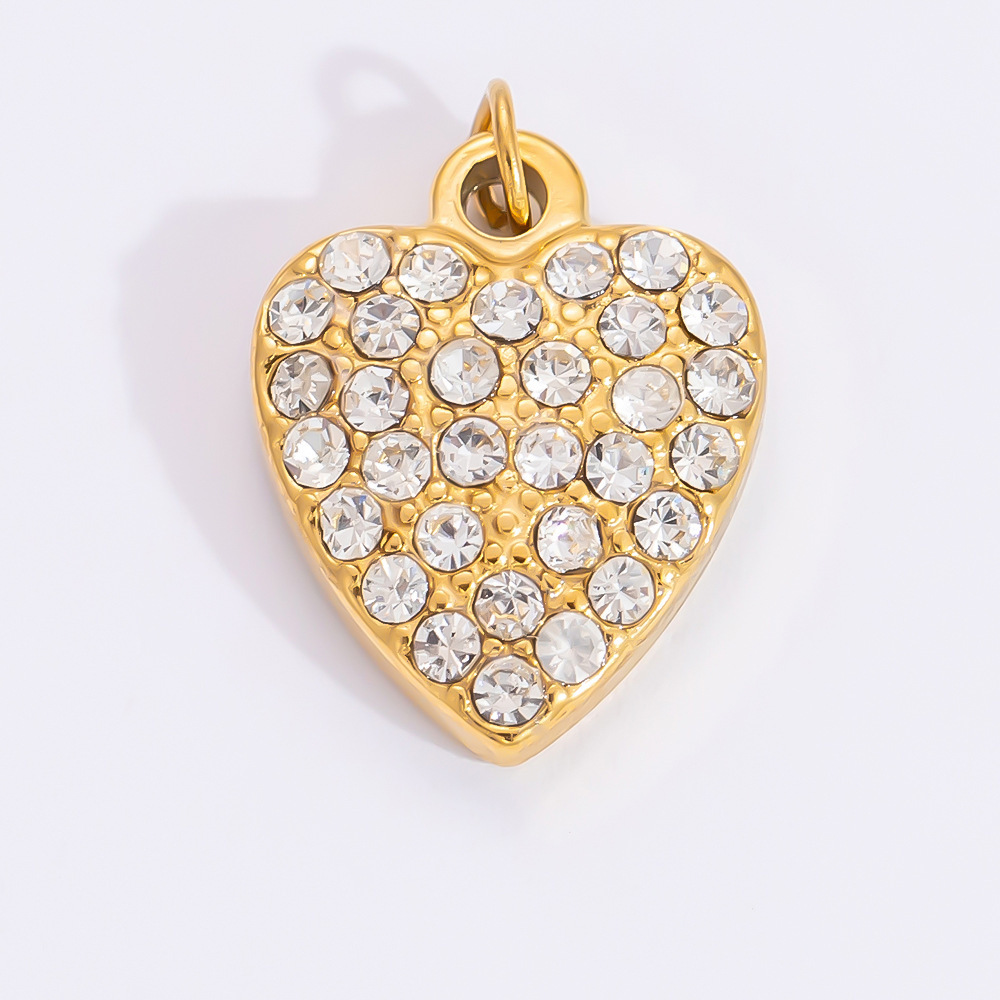 1 Piece Set 4.29*24.15mm 304 Stainless Steel Zircon PVD Coated Real Gold Plated Heart Shape Flower Butterfly Polished Pendant DIY Jewelry Accessories display picture 9