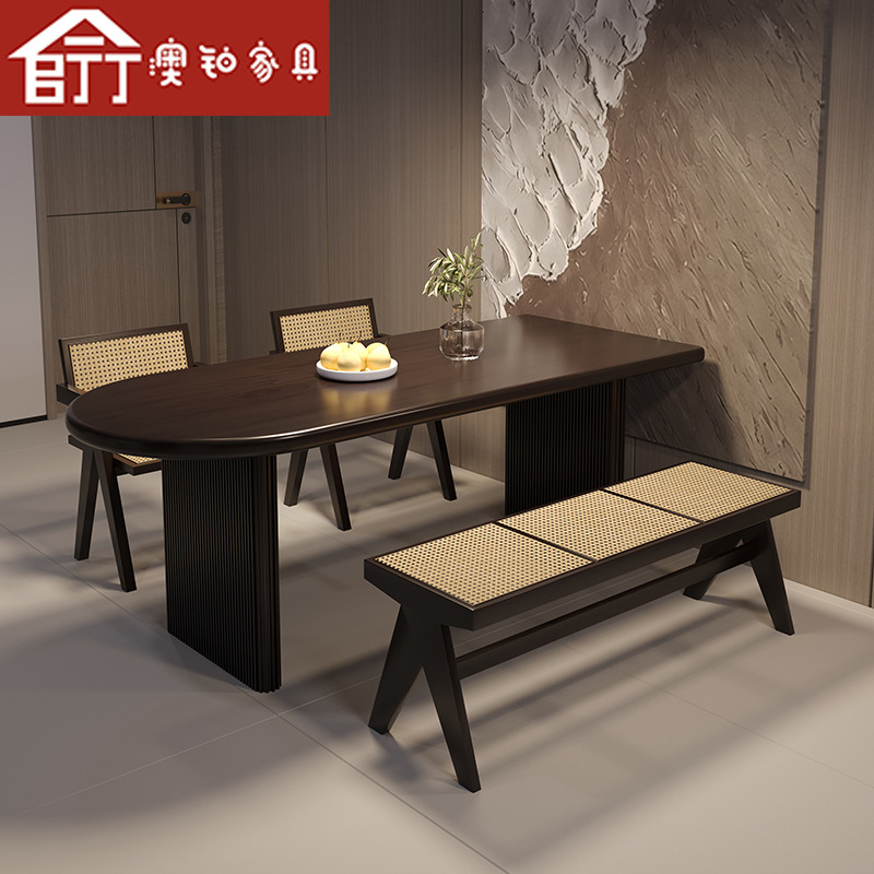 Aubo Nordic dining table solid wood table home dining table small apartment restaurant table and chairs rectangular negotiation table and chairs