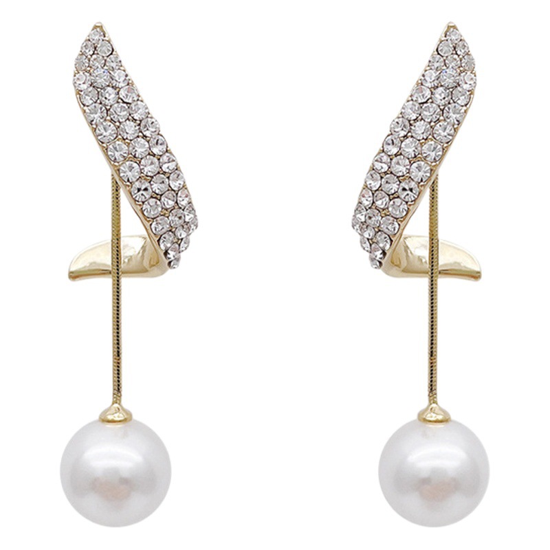 S925 Aguja de Plata Nueva moda llena de diamantes pendientes de perlas elegantes de las mujeres pendientes simples a juego 2022 pendientes franceses