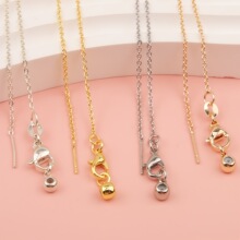 18K铜镀金高保色万能针式手链可调节O链盒链条diy手工链饰品配件