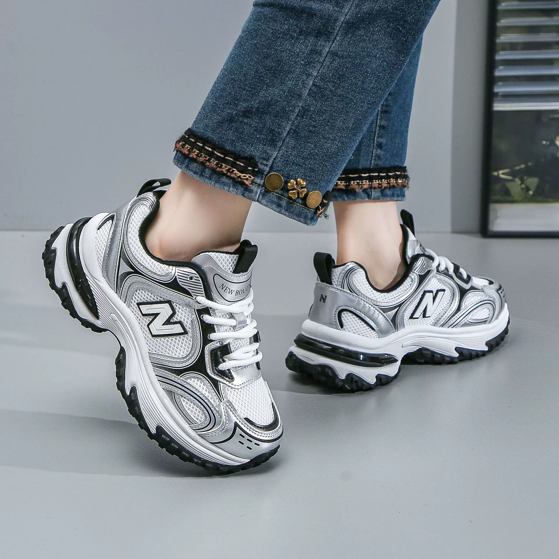 MBL819 Новые 2025 дышащие, универсальные кроссовки в стиле dad shoes, износостойкие, нескользящие