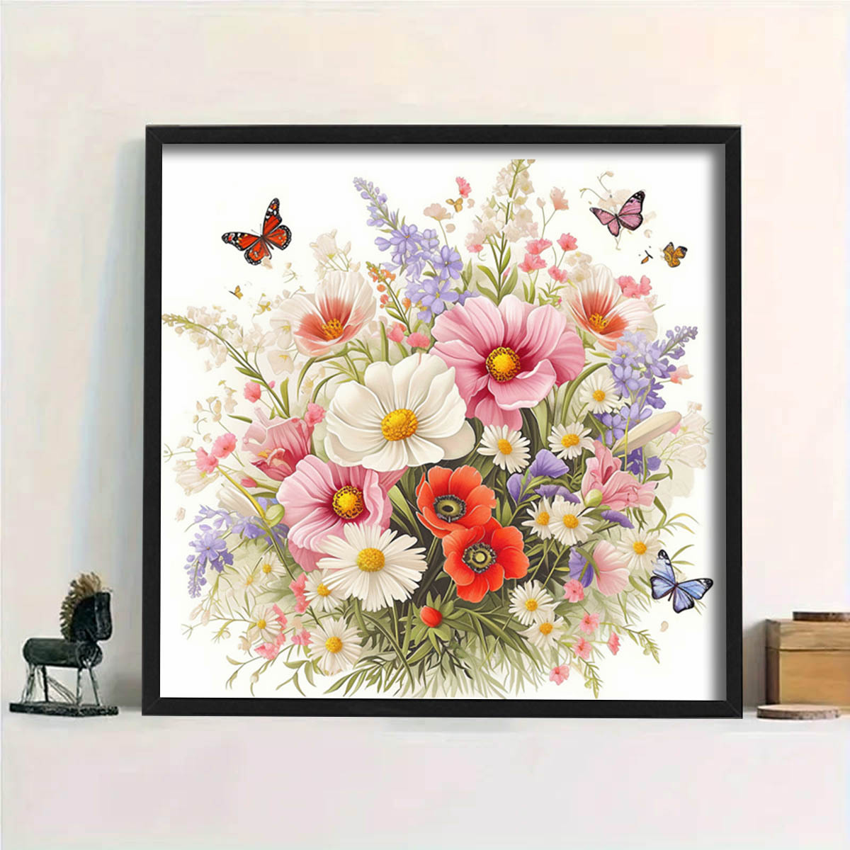 Nuevo punto de cruz transfronterizo 2025 flor flor mariposa danza tres plantas frescas simples flor punto de cruz material pequeño image 2