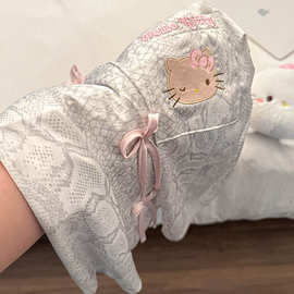 2025新款卡通hellokitty猫睡衣女春秋季长袖高级感短袖家居服套装