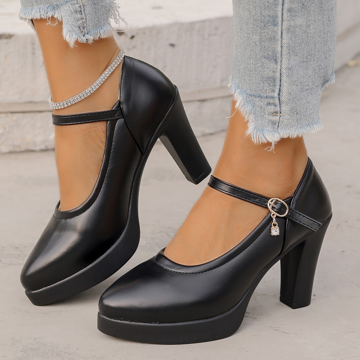 Women's Mary Jane Heels With Chunky Heel And Straps For Summer_voghion.com