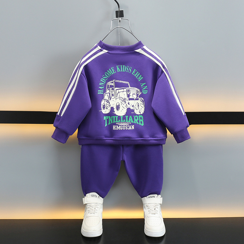 7077 traje de suéter para niños 2025 nueva ropa de primavera y otoño ropa de impresión de letras para niños traje de dos piezas de primavera para bebés