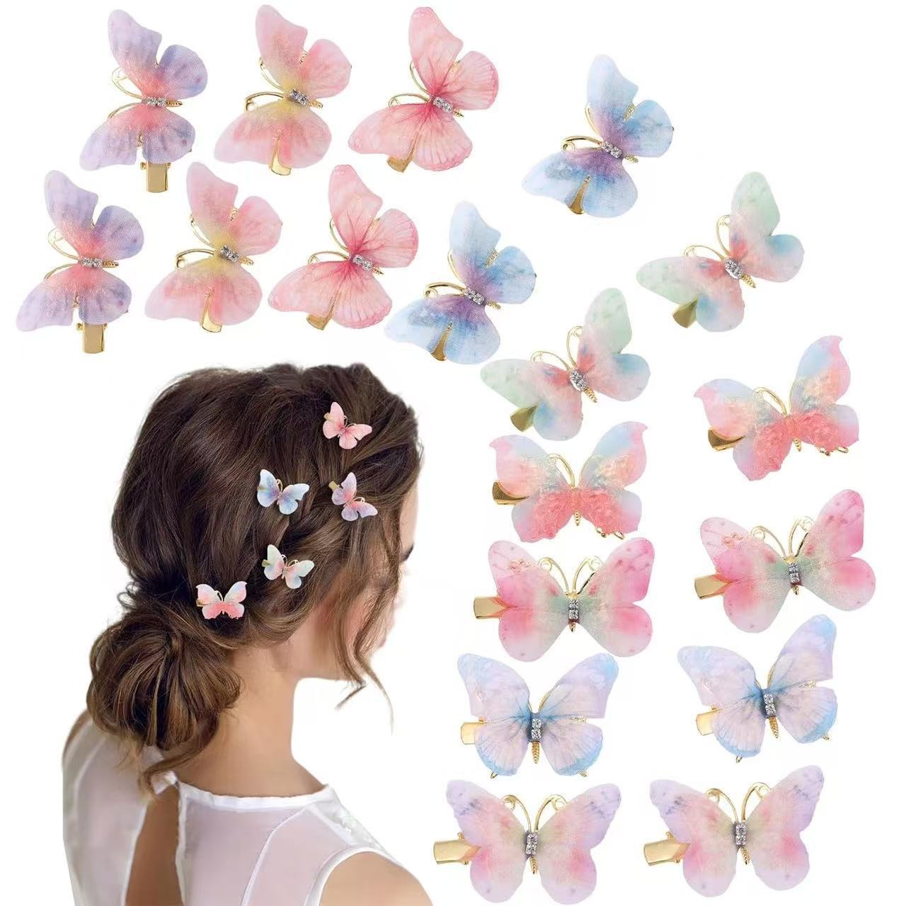 Niños clips coreano princesa super inmortal mariposa gradiente toque de cabello para niñas bebés lindos clips para niñas