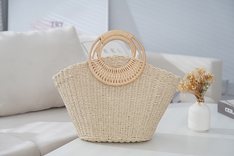 100g Weight String Closure Type Ring Handle Strap Type Straw Bag Bags Type Casual Occasion Paper Material Solid Color Pattern Spring&Summer Season Women's Gender Vacation Style Shell Shape Women's Paper Solid Color Vacation Shell String Straw Bag 10