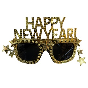 Factory Direct Supply New Year HAPPY NEW YEAR Electroplated Golden Party Glasses New Year Annual Meeting Supplies Makeup