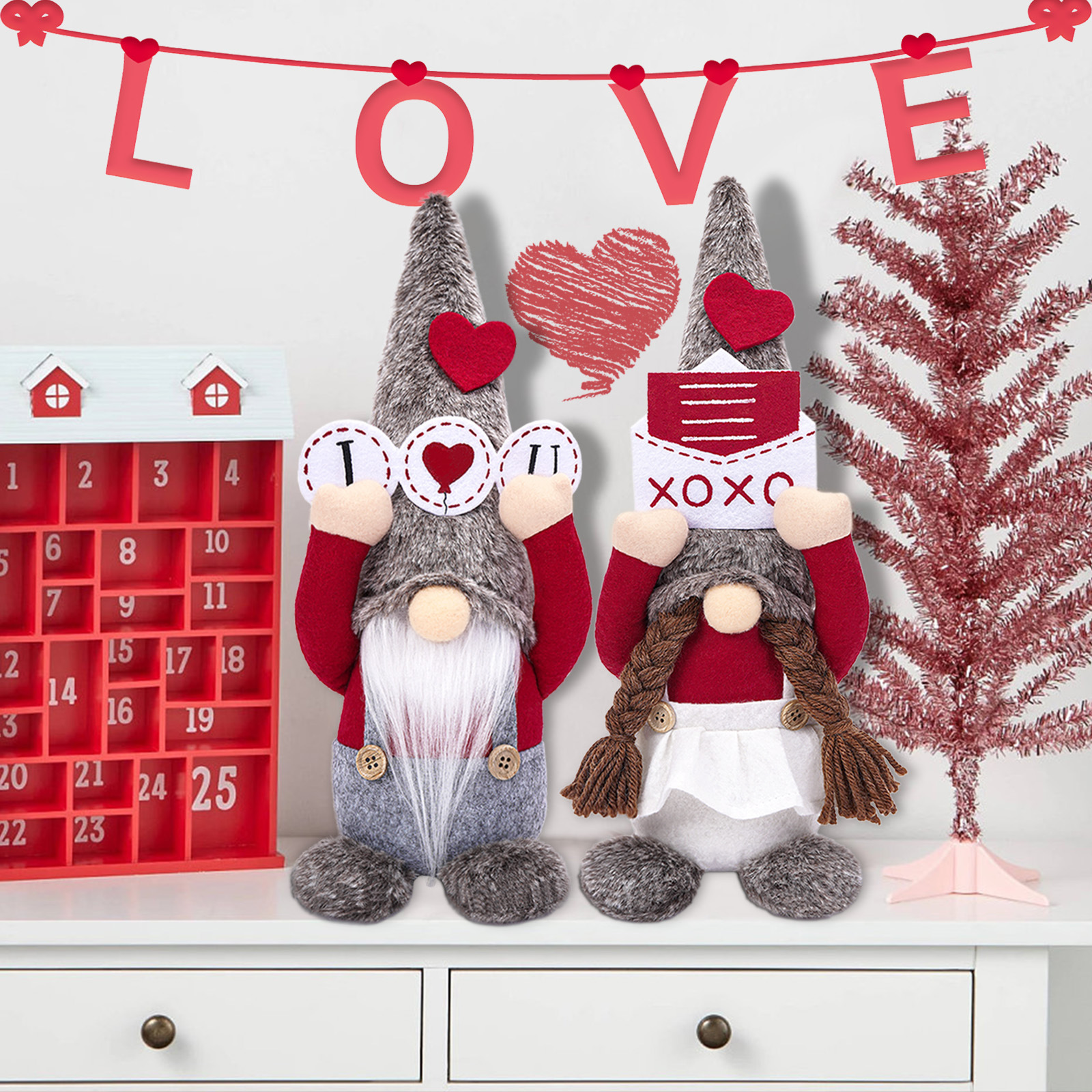 Nuevos productos transfronterizos Día de San Valentín amor muñeca sin cara lindo peluche mano enano muñeca decoración decorativa creativa