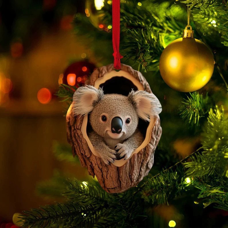 Explosiones transfronterizas mapache decoraciones de árbol de Navidad búho decoraciones acrílicas pequeños colgantes planos listados