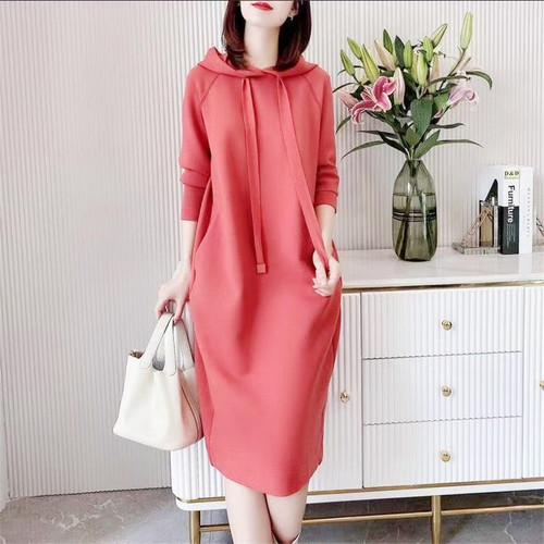 Korean Version New Long Sleeve Dress Women Southeast Asia AliExpress Cross-border Wholesale Plus Size Hooded Sweat Dress