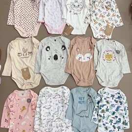 patpat外贸童装夏季新款婴幼儿长袖三角哈衣爬服宝宝连体衣跨境