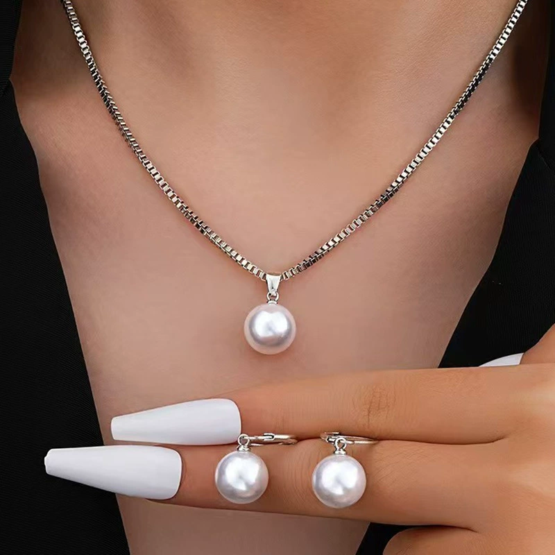 Жемчужная подвеска и комплект серег, стиль light-luxury, золото или серебро, подарок