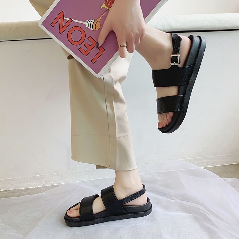 Korean Style Student Harajuku Style Sandals for Women, Summer Fashion Thick-Soled Outdoor Wear Hong Kong Style Double-Strap Sandals, Retro Roman Shoes Trend Korean Style Student Harajuku Style Sandals for Women, Summer Fashion Thick-Soled Outdoor Wear Hong Kong Style Double-Strap Sandals, Retro Roman Shoes Trend