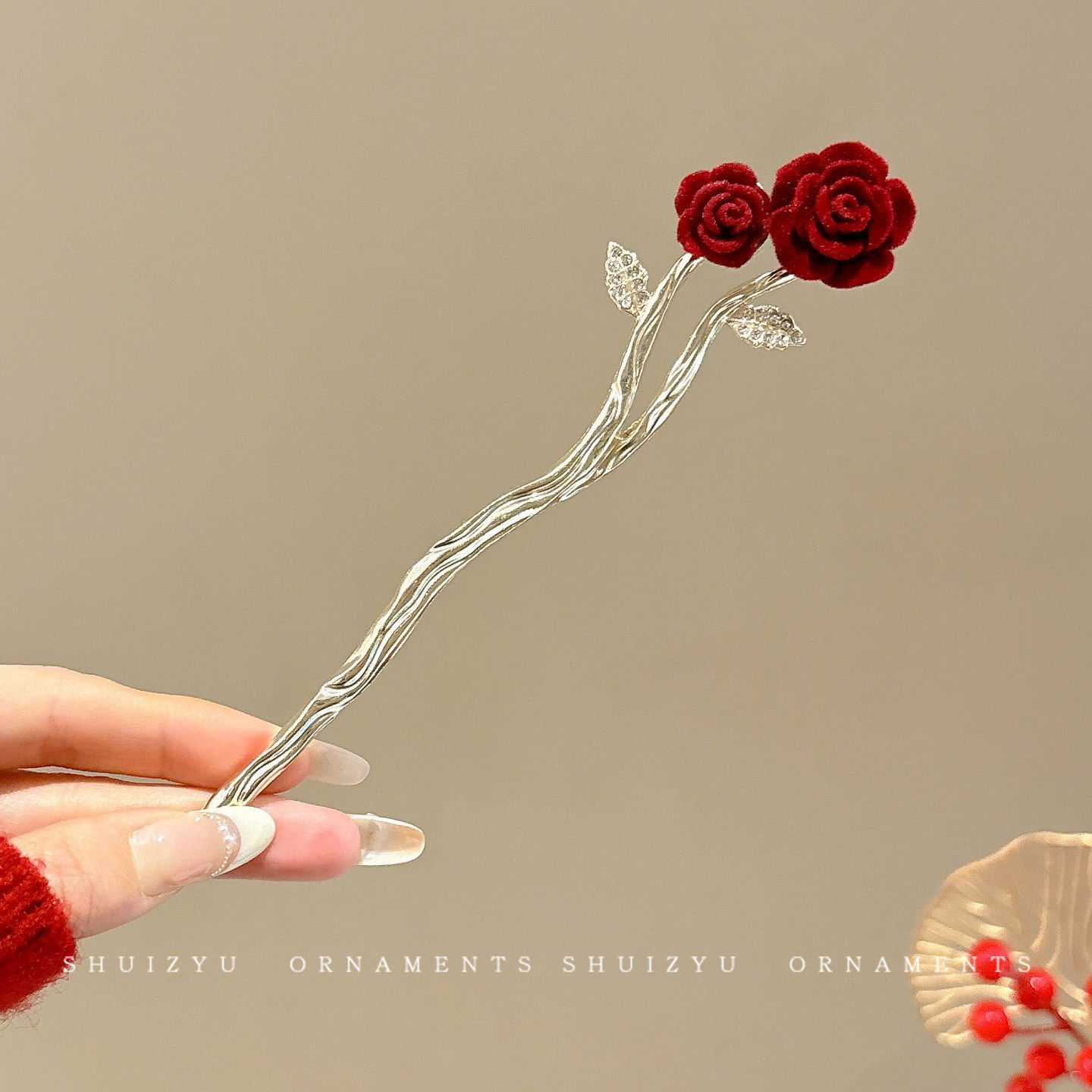 Nueva horquilla de flores de estilo antiguo chino, horquilla de sentido avanzado moderno, horquilla de cabello femenino, horquilla de Hanfu, tocado de horquilla de madera